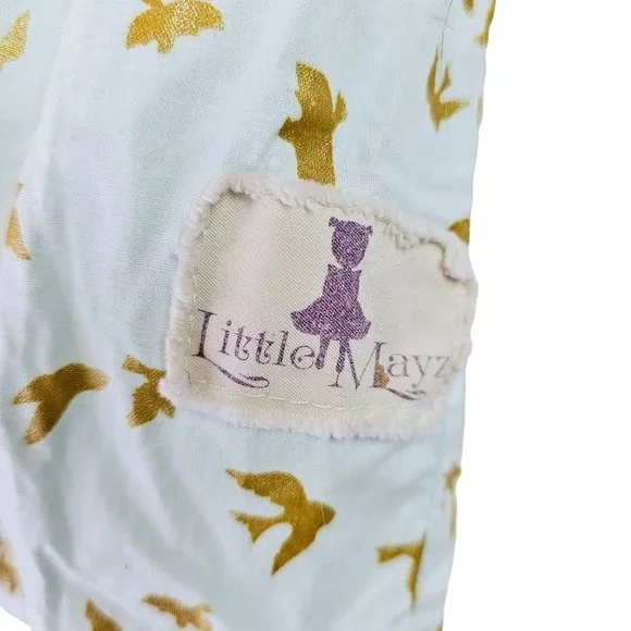Little Mayz Handmade Dress Mix Match Pattern Gold Chevron with Dove Bottom, 2T